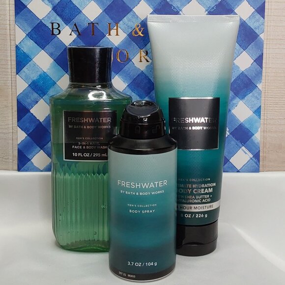 BATH & BODY WORKS 'FRESHWATER' 3-PIECE GIFT SET BODY WASH, LOTION & SPRAY MIST